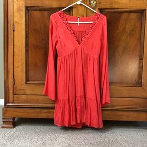 Free People Long Sleeve Coral Dress